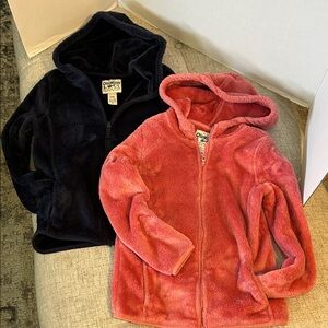 OSHKOSH B’GOSH TWO HOODIES FLEESE FULL ZIP PLUSH JACKETS FOR CHILDREN SZ 8